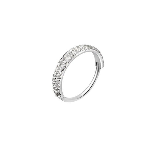 Anneau cliquer double rang zirconium , OR blanc 18K - PARADOXE