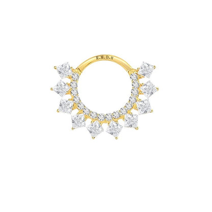 Anneau cliquer double rangée épi zircon , OR 18K - PARADOXE