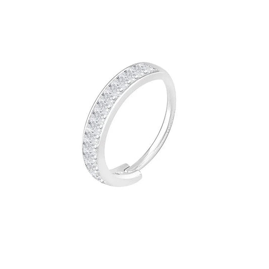 Anneau cliquers zirconium baguette , Or blanc 18K - PARADOXE