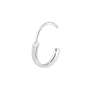 Anneau cliquers zirconium baguette , Or blanc 18K - PARADOXE