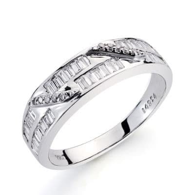 Bague 2 rangées diamants , Or blanc 18K - PARADOXE