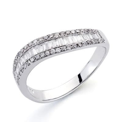 Bague courbé diamant , Or Blanc 18K - PARADOXE