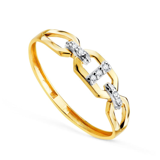 Bague maille marine zirconium , Or bicolore 18K - PARADOXE