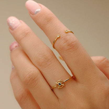 Bague ouverte diamant ,Or 18K - PARADOXE