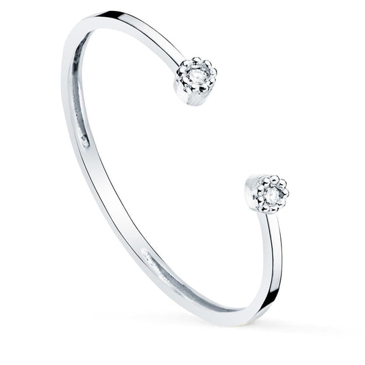 Bague ouverte diamant ,Or Blanc 18K - PARADOXE
