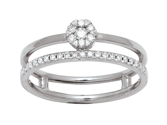 Bague solitaire et alliance, diamants 0,20ct HSI, Or Blanc 18k - PARADOXE