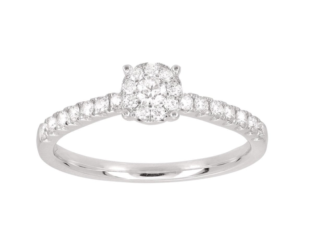 Bague solitaire et alliance, diamants 0,57ct HSI, Or Blanc 18k - PARADOXE