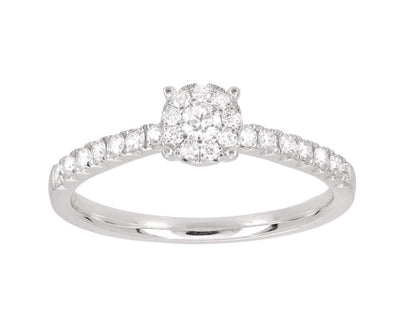 Bague solitaire et alliance, diamants 0,57ct HSI, Or Blanc 18k - PARADOXE