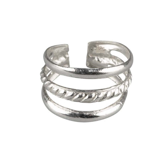 Boucle d'oreille earcuffs triple rangée 1 rang texturé, Argent 925 - PARADOXE