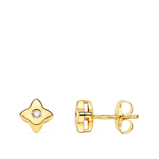 Boucle d'oreille étoile serti , Diamant 0,030ct G - VS2 , Or 18K - PARADOXE