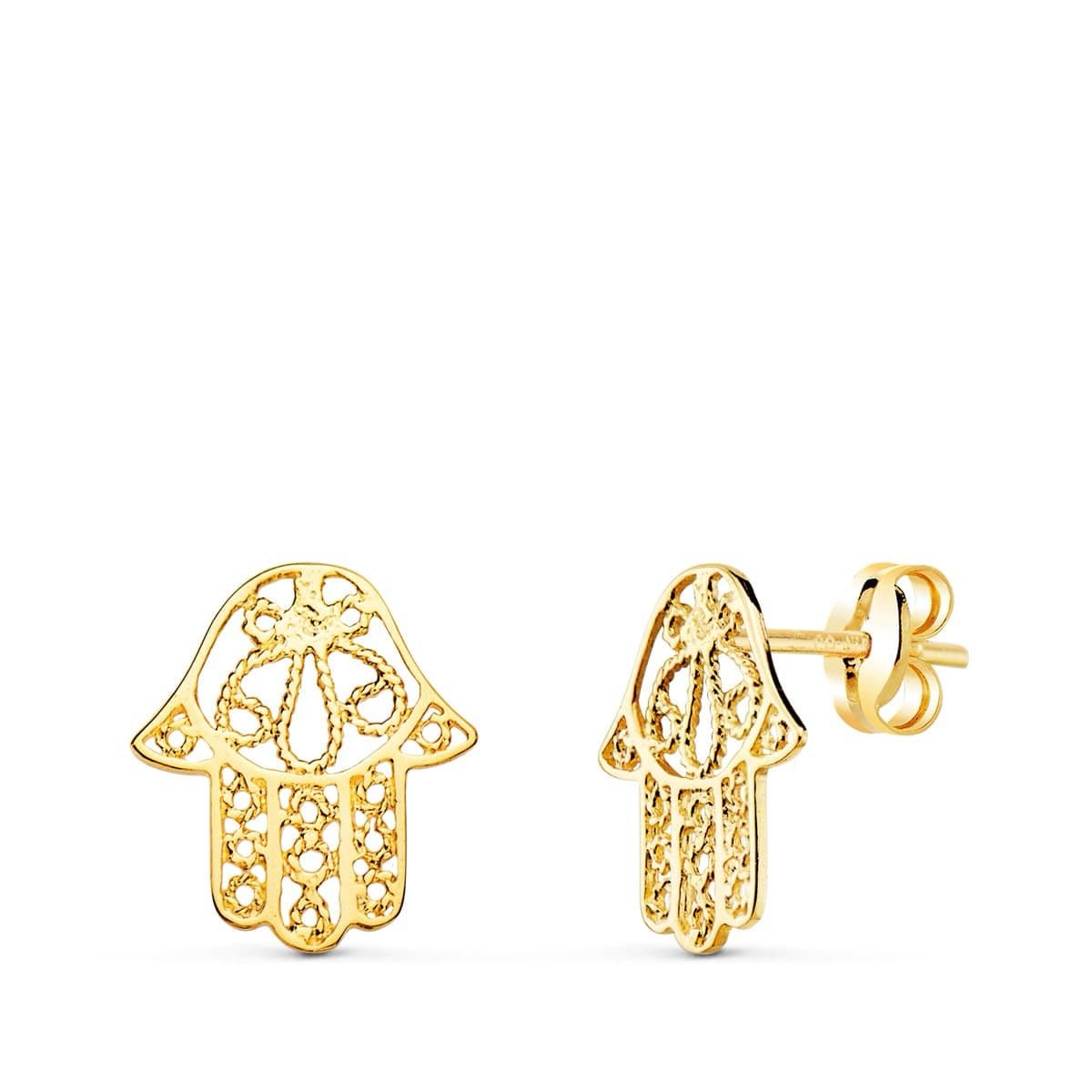 Boucle d'oreille main de fatma filigrane , OR 18K - PARADOXE