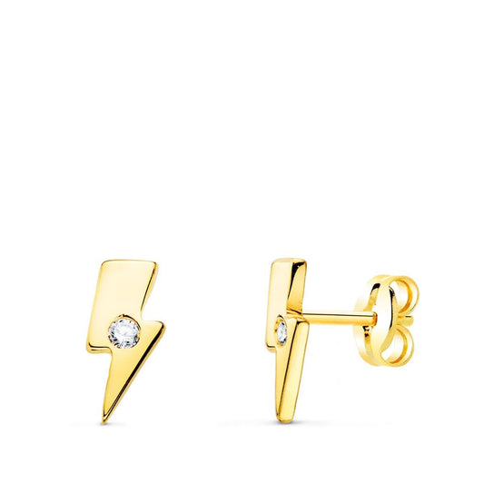 Boucles d'oreille foudre zirconium , Or 18K - PARADOXE