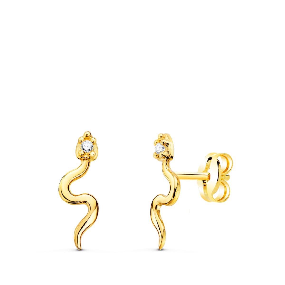 Boucles d'oreille serpent zirconium , Or 18K - PARADOXE