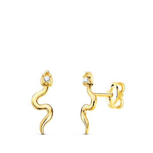 Boucles d'oreille serpent zirconium , Or 18K - PARADOXE
