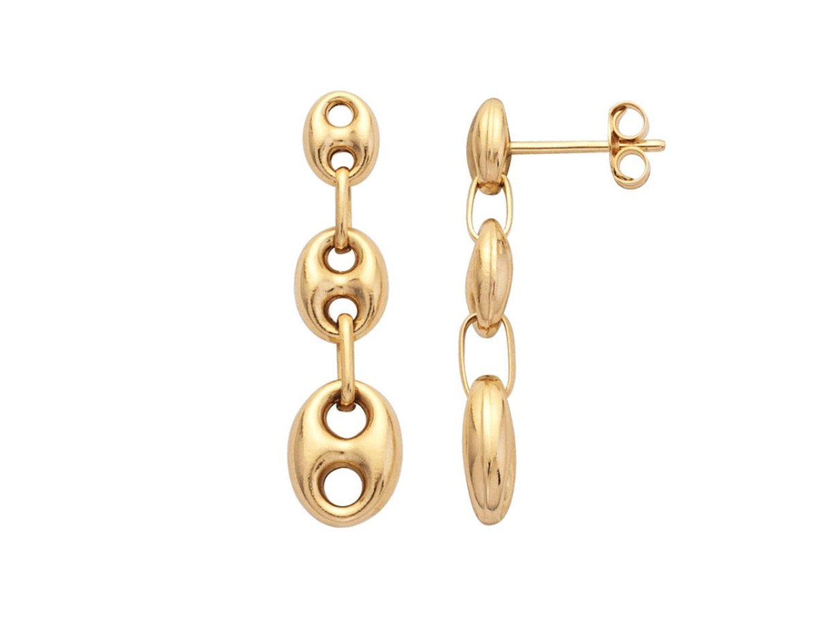Boucles d'oreilles 3 Grains de café pendantes , Or 18K - PARADOXE