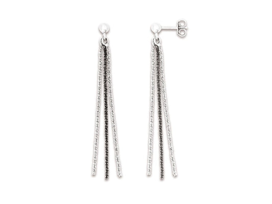 Boucles d'oreilles 3 rangs de chaîne , Argent 925 Rhodié - PARADOXE