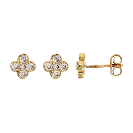 Boucles d'oreilles 4 oxydes de zirconium , Or 9k - PARADOXE