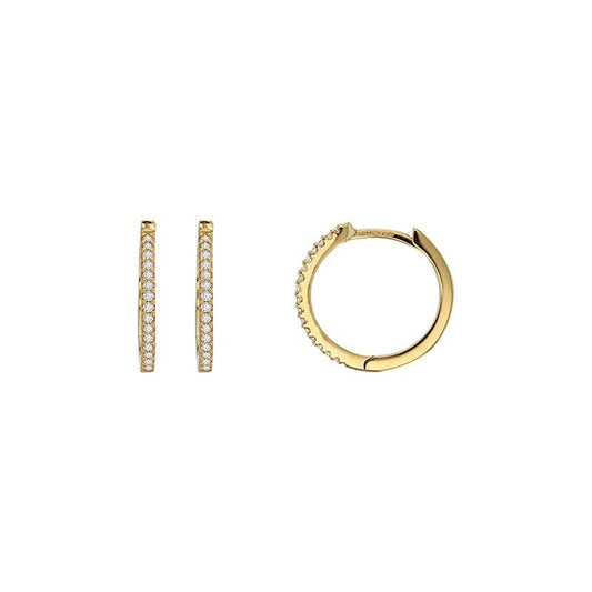 Boucles d'oreilles Créoles 16 diamants HSI , Or 18k - PARADOXE