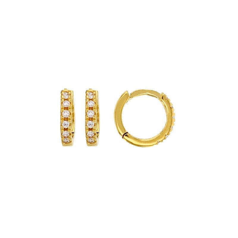 Boucles d'oreilles créoles 6 zirconium , Or 9K - PARADOXE