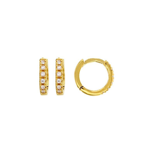 Boucles d'oreilles créoles 6 zirconium , Or 9K - PARADOXE