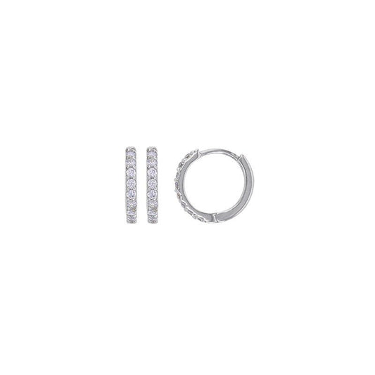 Boucles d'oreilles créoles ornée zirconium , Argent 925 Rhodié - PARADOXE