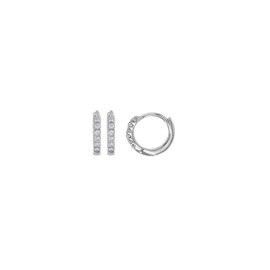 Boucles d'oreilles créoles ornée zirconium , Argent 925 Rhodié - PARADOXE