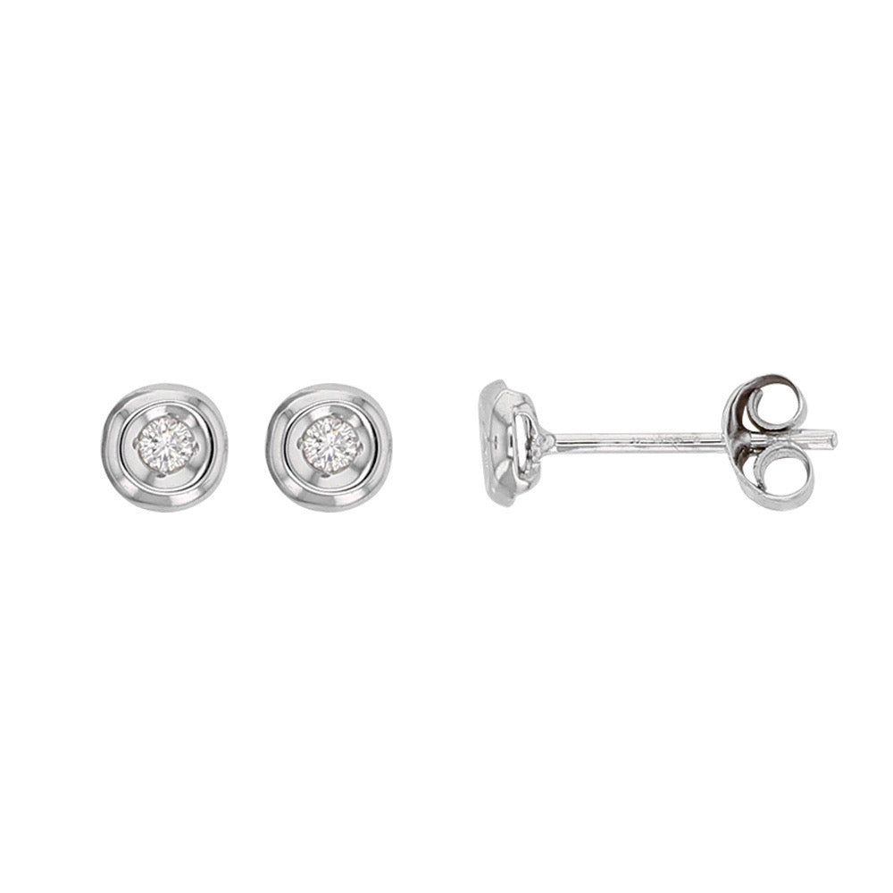 Boucles d'oreilles diamant serti clos , Or blanc 18K - PARADOXE