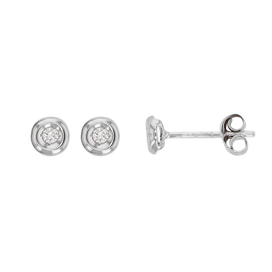 Boucles d'oreilles diamant serti clos , Or blanc 18K - PARADOXE