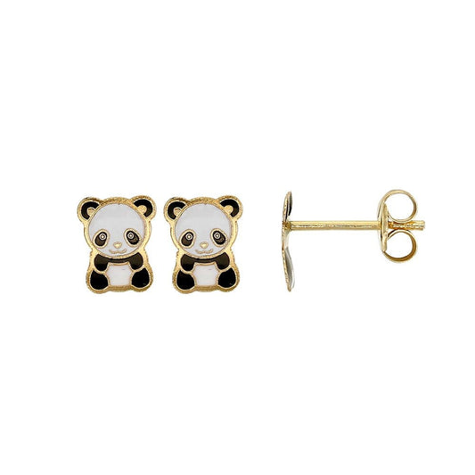 Boucles d'oreilles enfant Panda émail , Or 9K - PARADOXE
