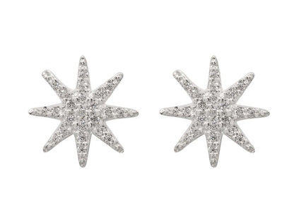 Boucles d'oreilles Etoile à 8 branches zirconium, Argent 925 - PARADOXE