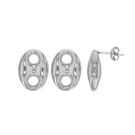 Boucles d'oreilles Grain de café , Argent 925 Rhodié - PARADOXE