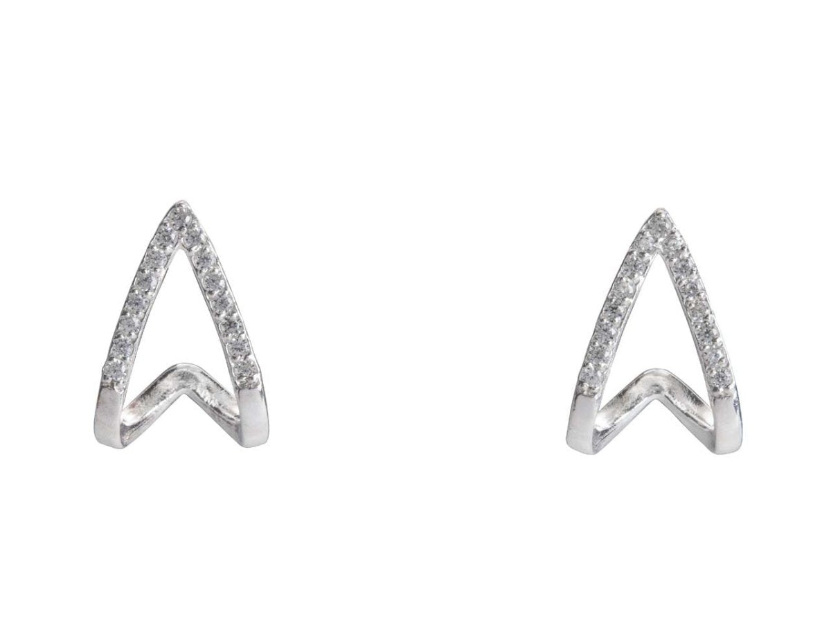 Boucles d'oreilles incurvé avec zirconium, Argent 925 - PARADOXE