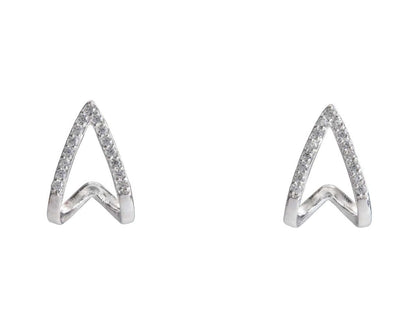 Boucles d'oreilles incurvé avec zirconium, Argent 925 - PARADOXE