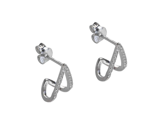 Boucles d'oreilles incurvé avec zirconium, Argent 925 - PARADOXE