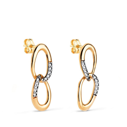 Boucles d'oreilles maille cheval large zirconium , Or 18k - PARADOXE