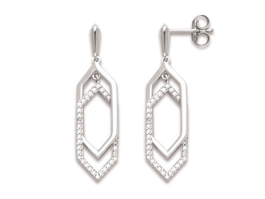 Boucles d'oreilles pendantes pointe, Argent 925 rhodié - PARADOXE