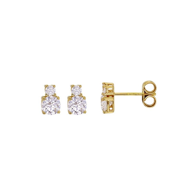 Boucles d'oreilles puces 2 zirconium , Or 9K - PARADOXE