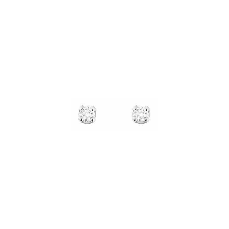 Boucles d'oreilles puces sert diamant HSI 4 griffes, Or blanc 18K - PARADOXE