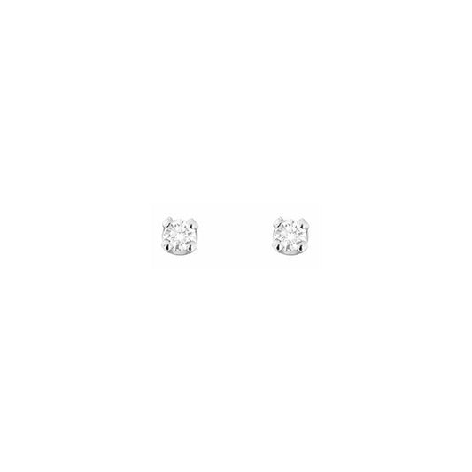 Boucles d'oreilles puces sert diamant HSI 4 griffes, Or blanc 18K - PARADOXE