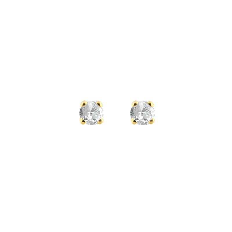 Boucles d'oreilles puces serti 4 griffe diamants HSI , Or 18K - PARADOXE