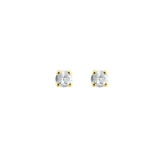 Boucles d'oreilles puces serti 4 griffe diamants HSI , Or 18K - PARADOXE