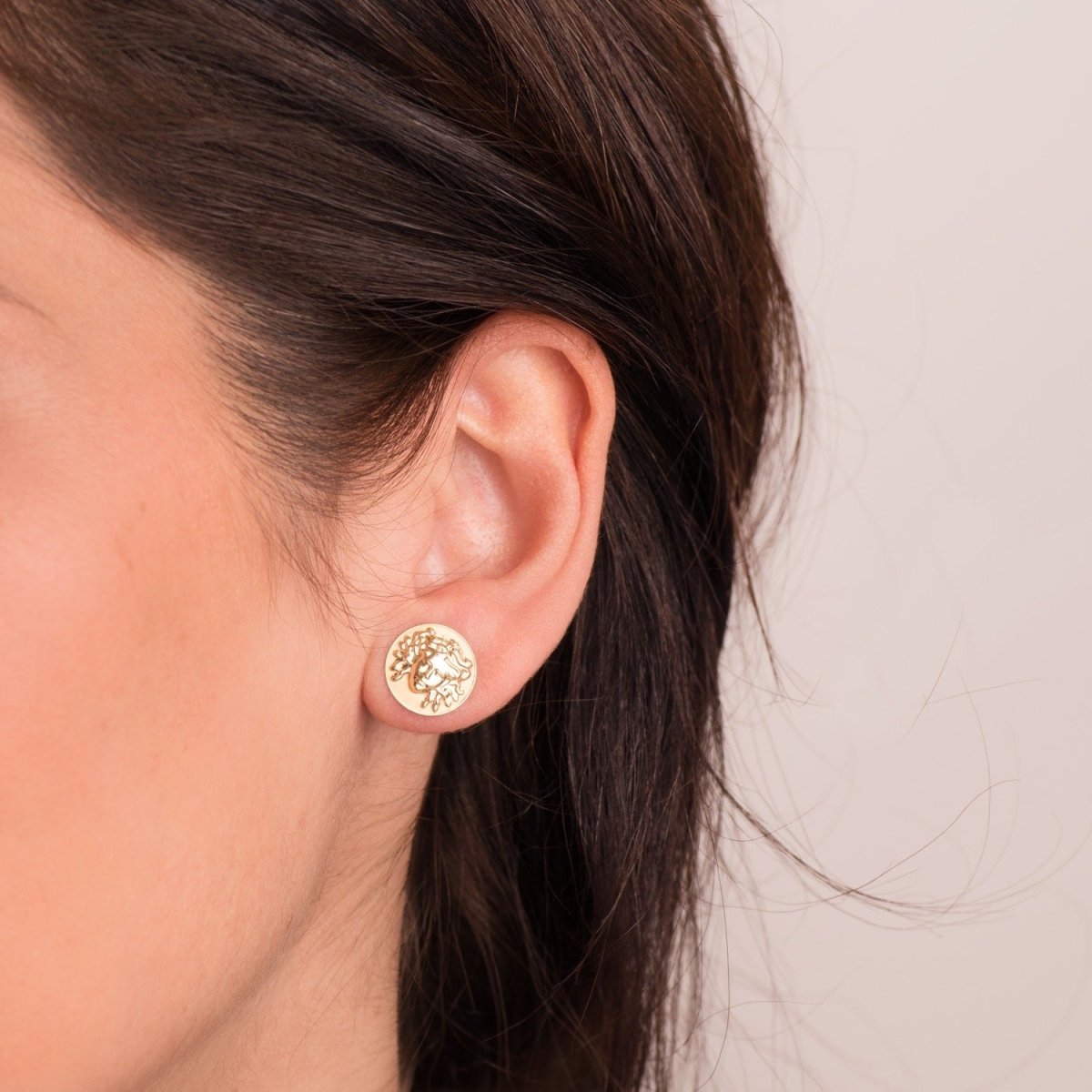 Boucles d'oreilles ronde médusa ,Or 18K - PARADOXE