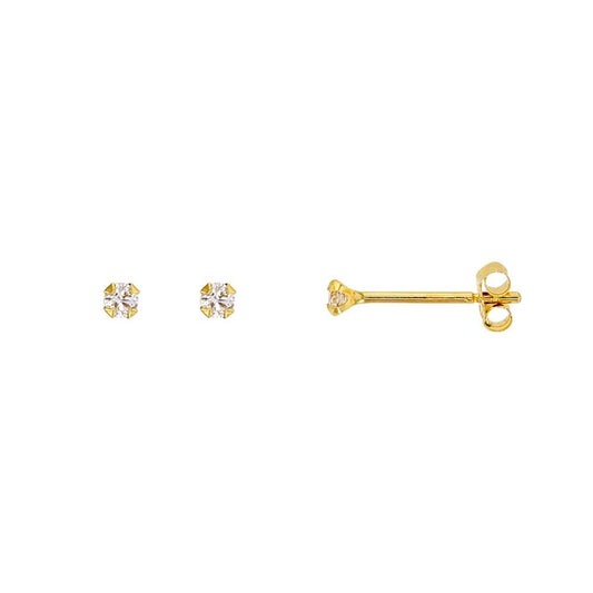 Boucles d'oreilles serti 4 griffes zirconium , Or 9K - PARADOXE