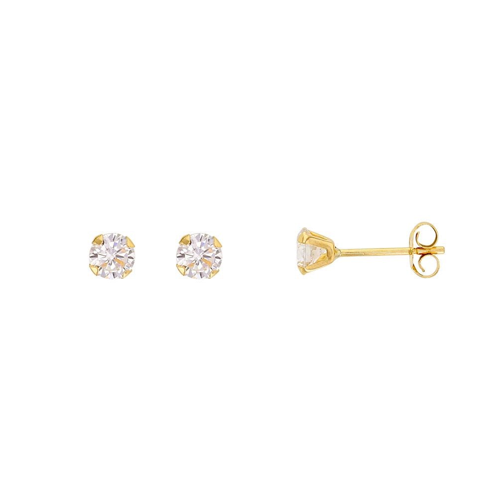 Boucles d'oreilles serti 4 griffes zirconium , Or 9K - PARADOXE