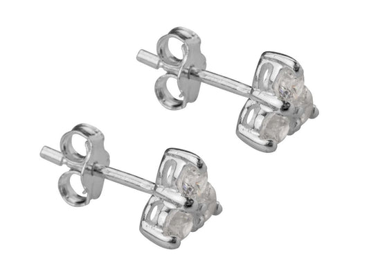 Boucles d'oreilles Triangle 3 Zircones, Argent 925 - PARADOXE
