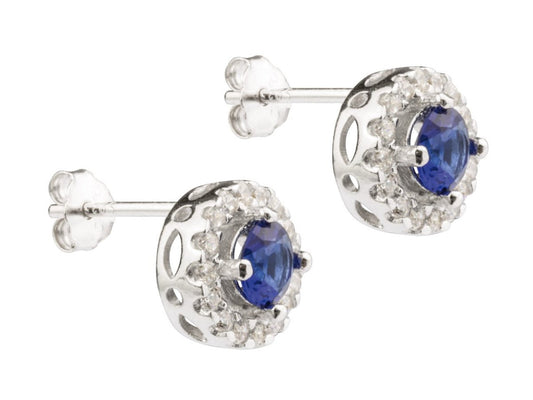 Boucles d'oreilles Zirconium Bleus et Blanc, Argent 925 - PARADOXE