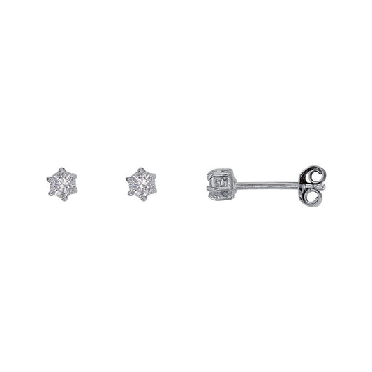 Boucles d'oreilles zirconium serti 6 griffes, Argent 925 Rhodié - PARADOXE