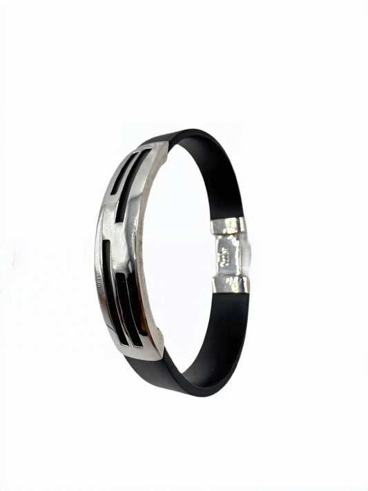 Bracelet ajouré , Argent 925 & Silicone - PARADOXE