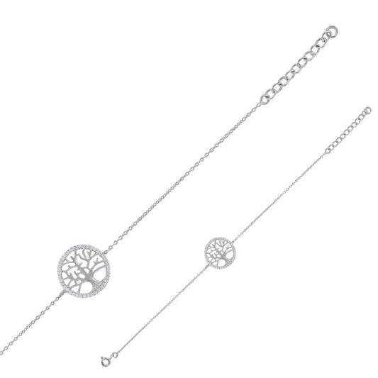 Bracelet arbre de vie zirconium , argent 925 Rhodié - PARADOXE
