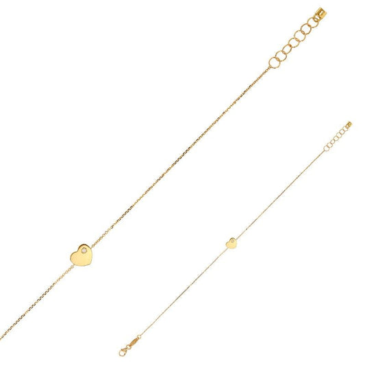 Bracelet coeur orné d'un oxyde de zirconium ,Or 9K - PARADOXE